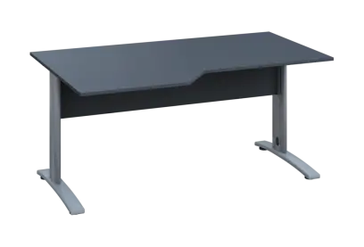 EZK 18 - 166 stůl kancelářský, rohový, levý, kovová podnož stříbrná, deska 18 mm, široký 1600 mm, antracit